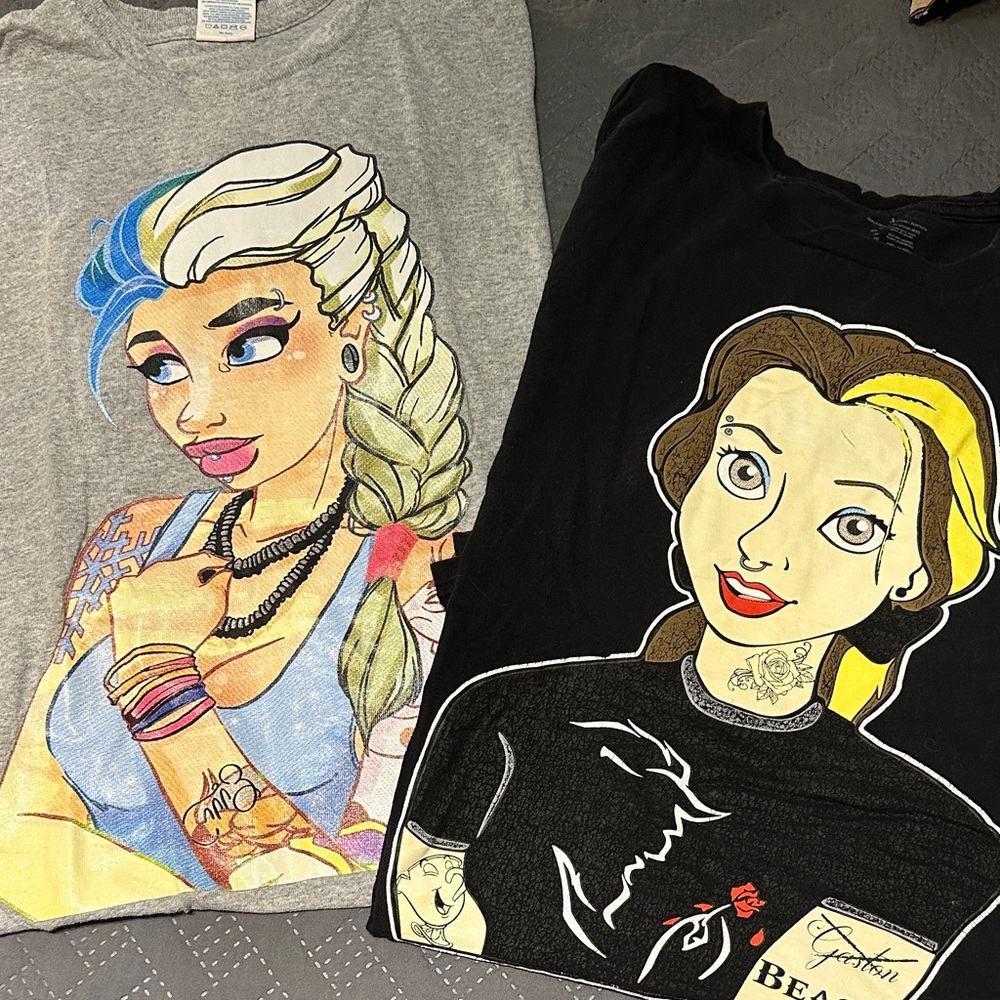 Disney Graphic T-Shirts - Gray and Black